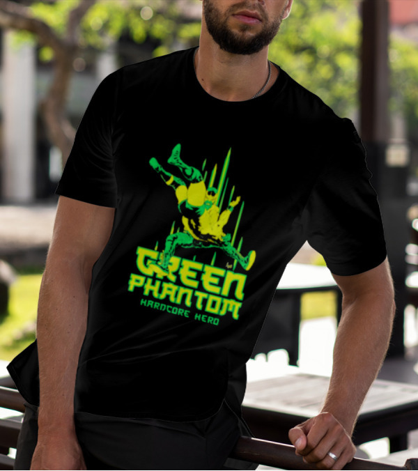 Green Phantom Hardcore Hero Wrestler Action T-Shirt