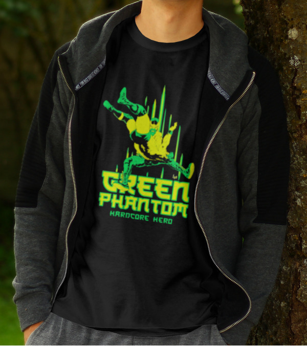 Green Phantom Hardcore Hero Wrestler Action T-Shirt