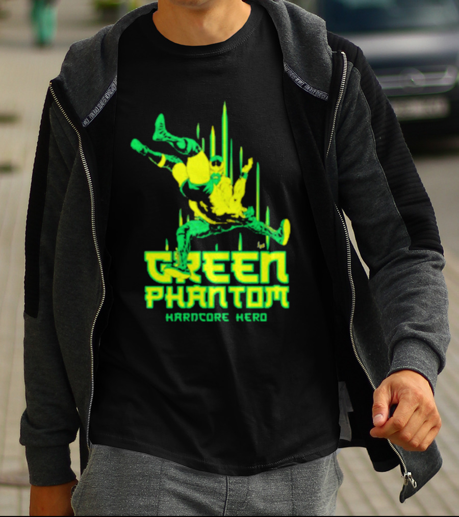 Green Phantom Hardcore Hero Wrestler Action T-Shirt