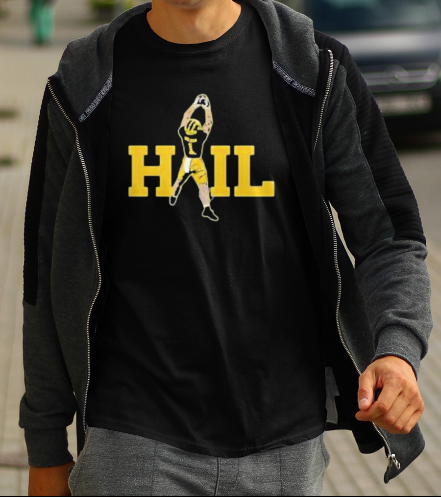 Hail Football Catch Player Number One Michigan Colors T-Shirt