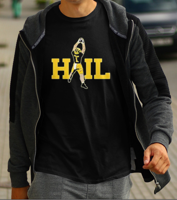 Hail Football Catch Player Number One Michigan Colors T-Shirt