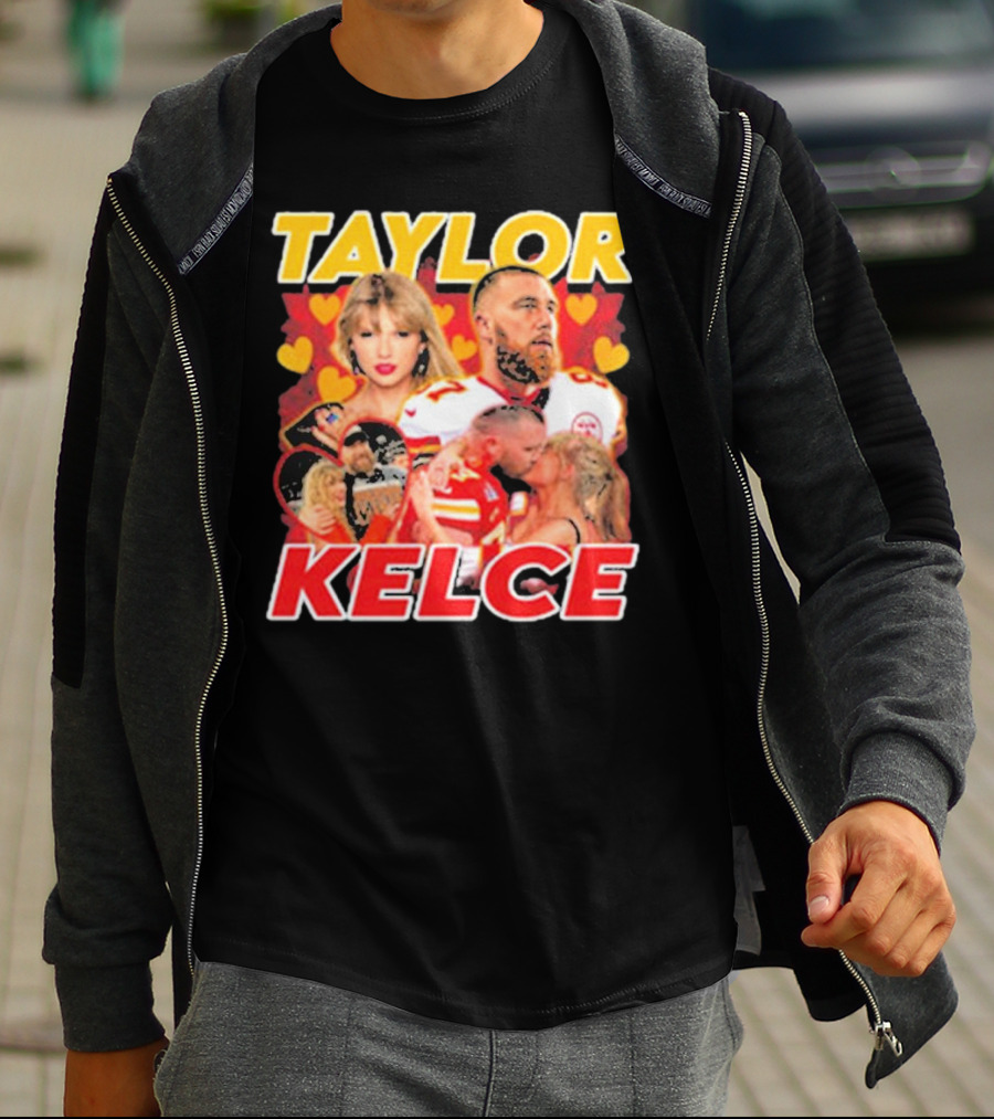 Taylor Kelce Football Love Hearts Chiefs Player Blonde Woman T-Shirt