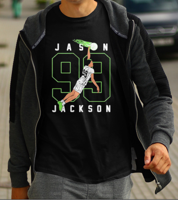 JASON JACKSON 99 Basketball Slam Dunk Caricature T-Shirt