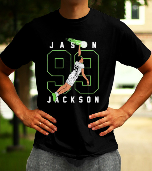 JASON JACKSON 99 Basketball Slam Dunk Caricature T-Shirt