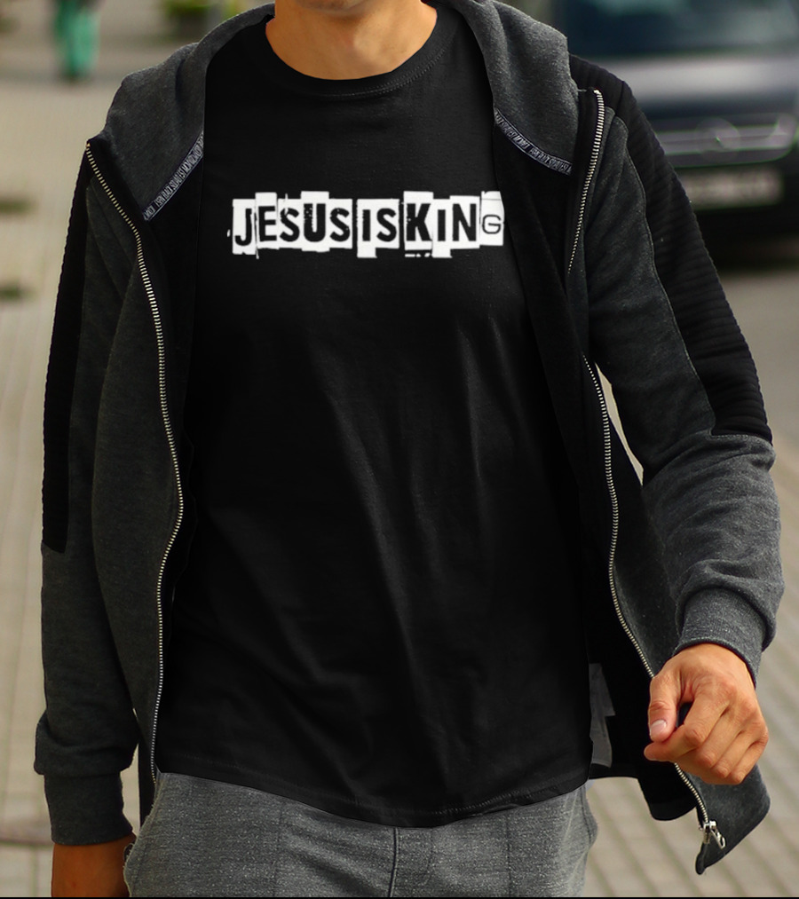 Jesus Is King Collage-Style Typography T-Shirt