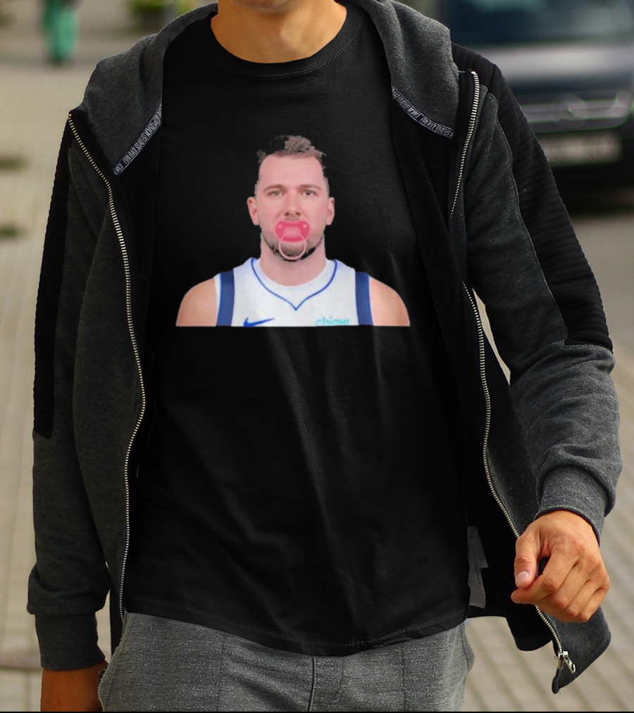 Luka Dončić Pacifier Parody Blue Jersey T-Shirt