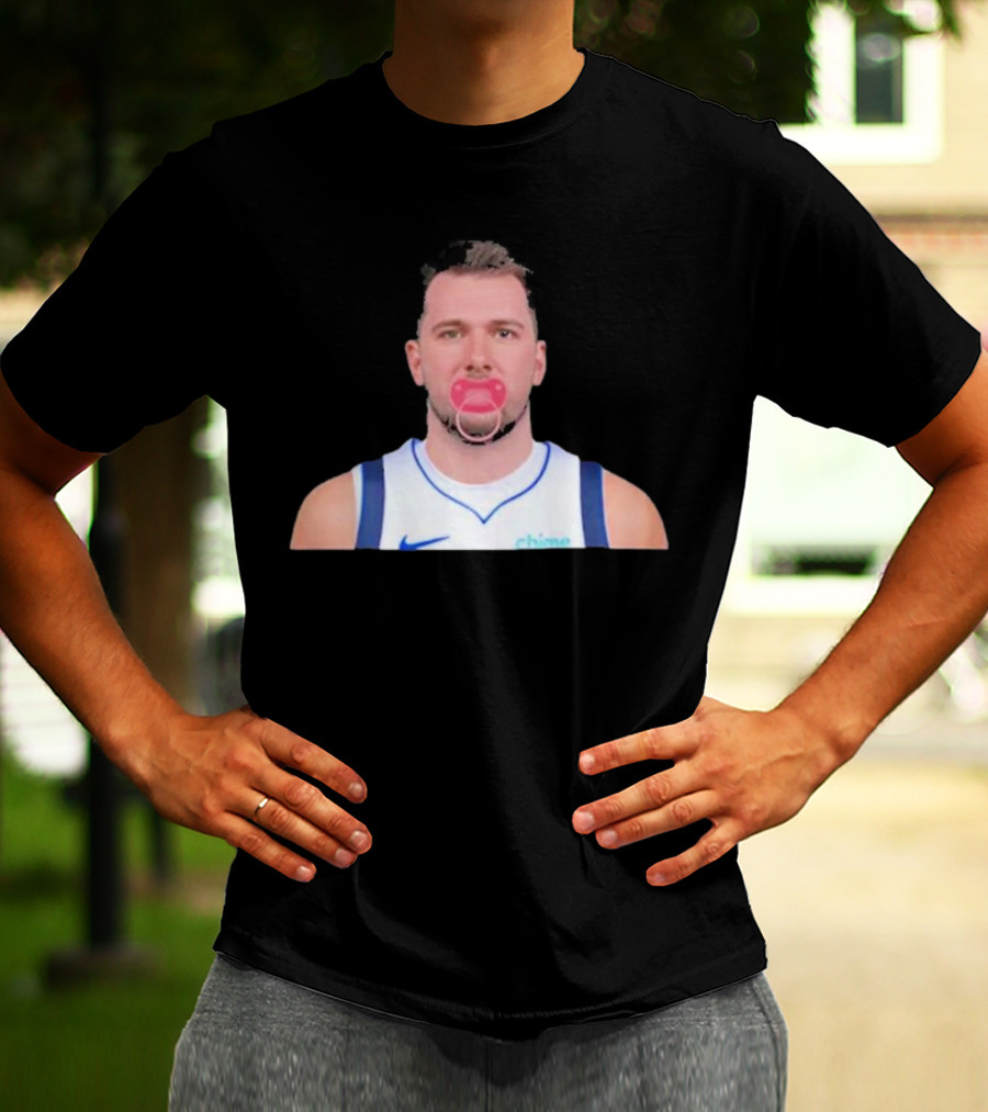 Luka Dončić Pacifier Parody Blue Jersey T-Shirt