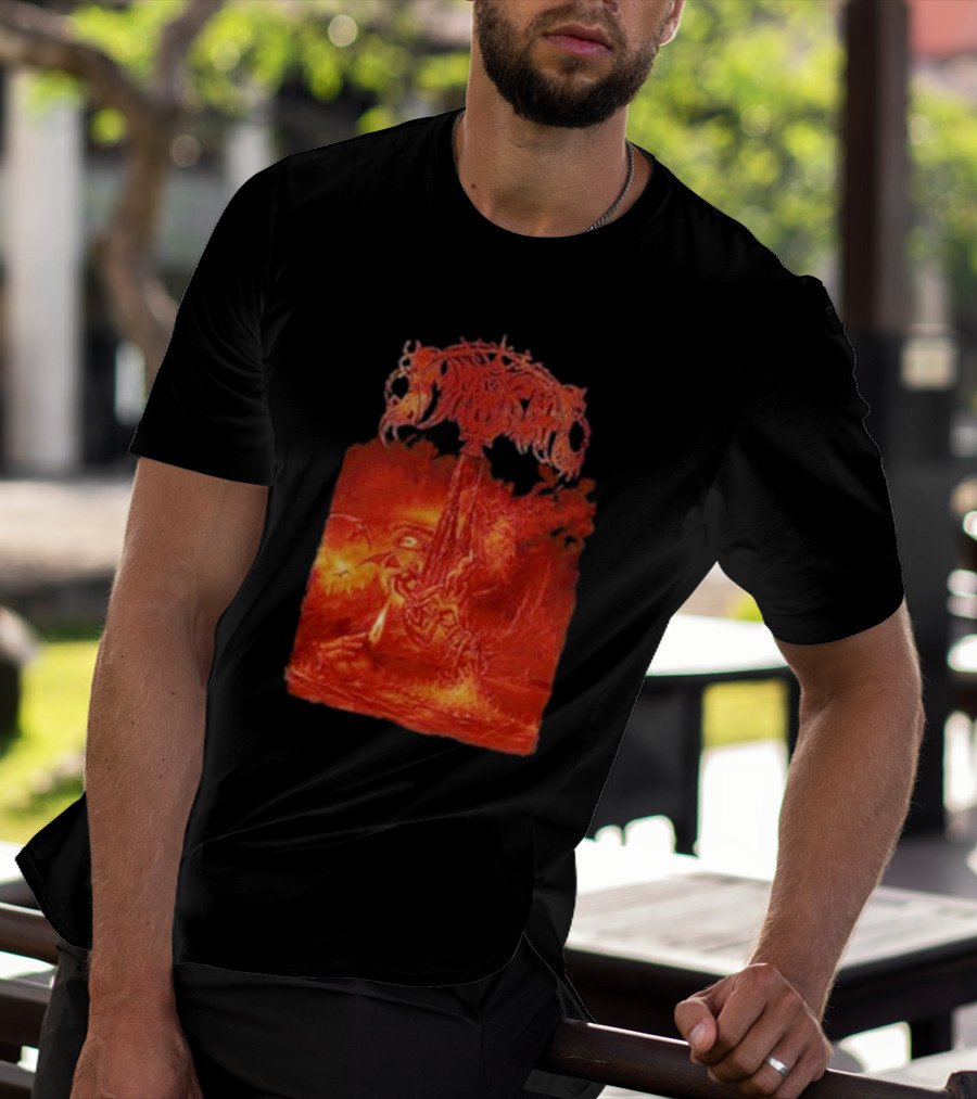 Immortal Damned In Black Fiery Red Scene T-Shirt