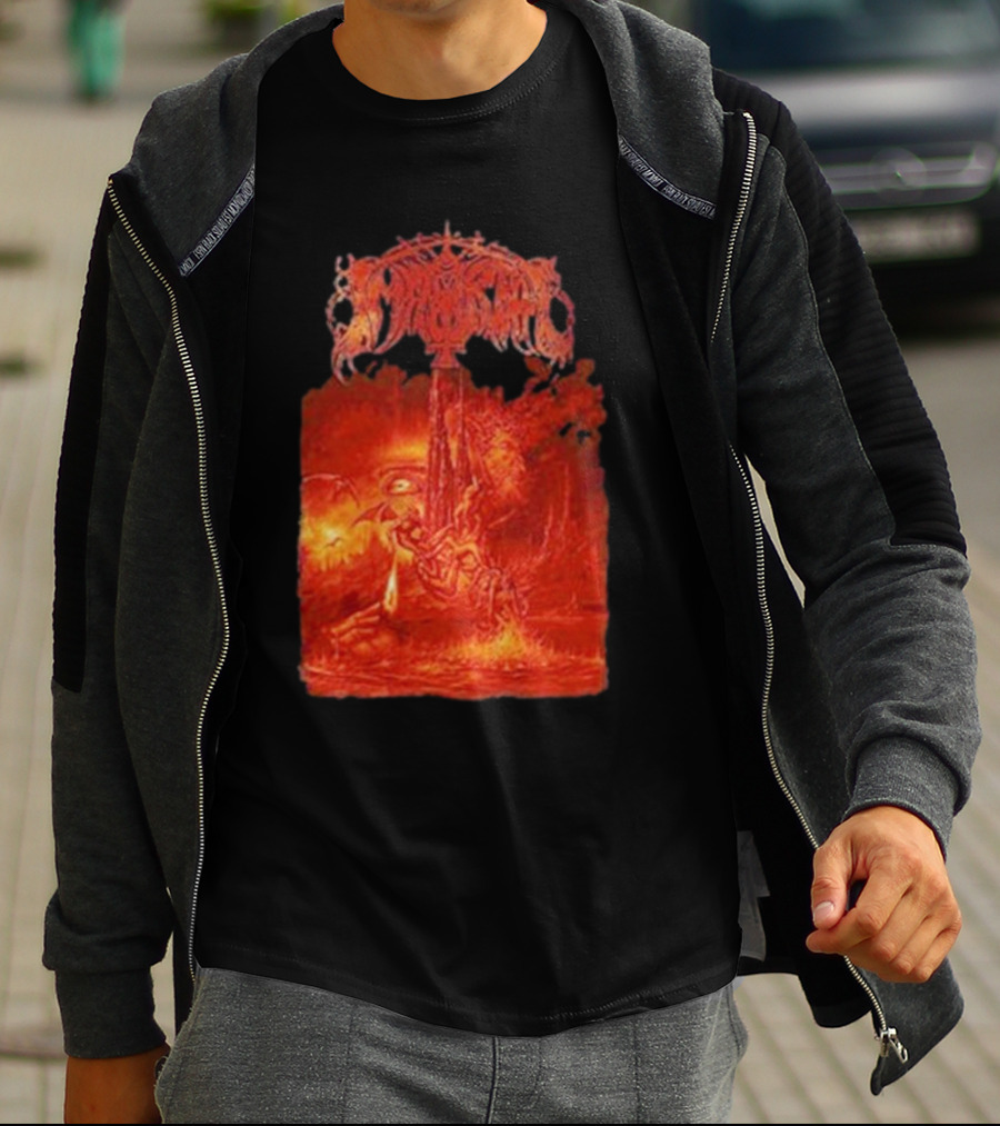 Immortal Damned In Black Fiery Red Scene T-Shirt
