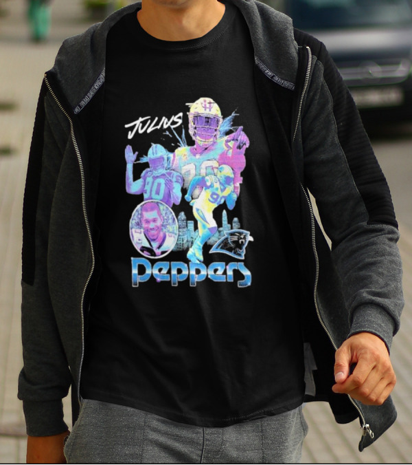 Julius Peppers Carolina Panthers Mitchell And Ness Concert Black New Era T-Shirt