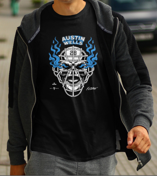 Stone Cold Austin Wells Skull Mask Flames 28 T-Shirt