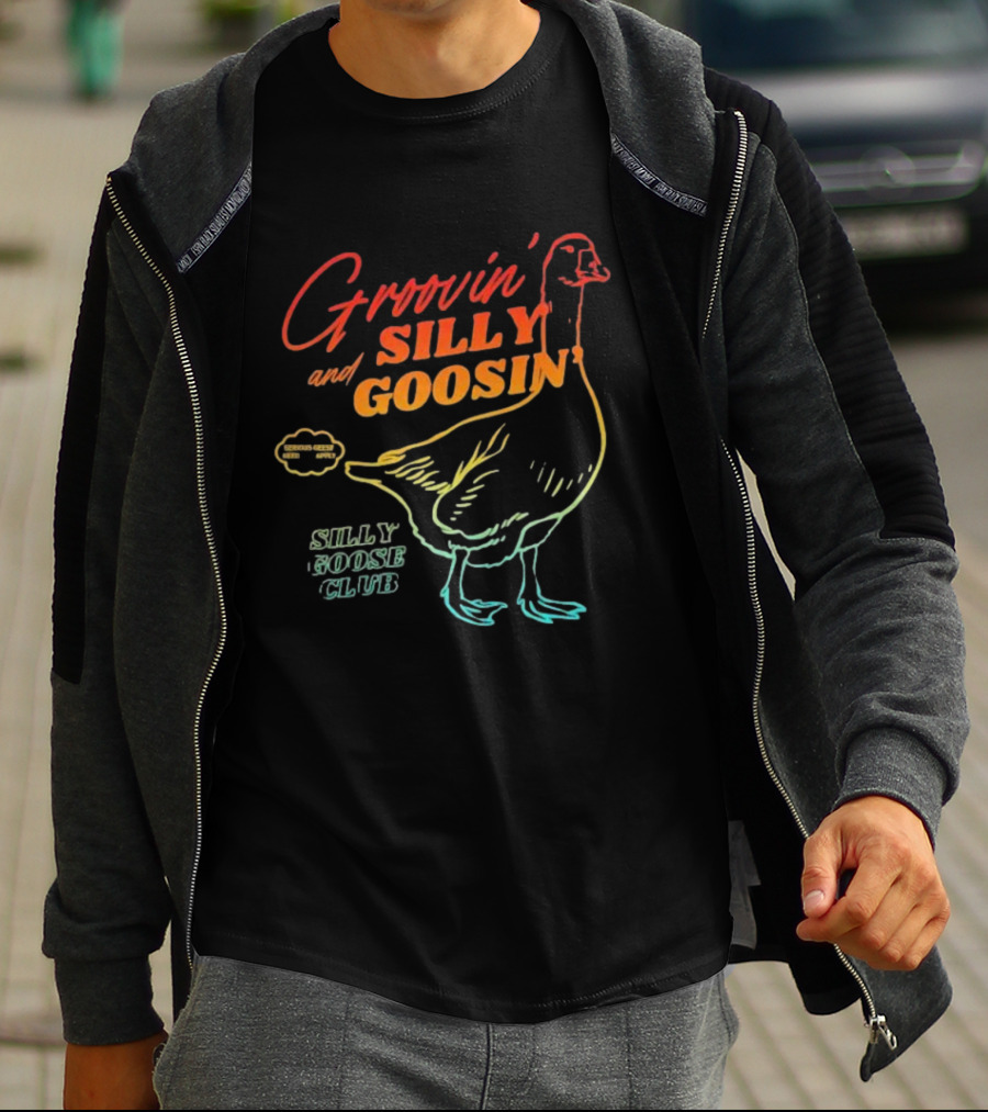 Groovin’ And Silly Goosin’ Silly Goose Club Retro Goose Outline T-Shirt