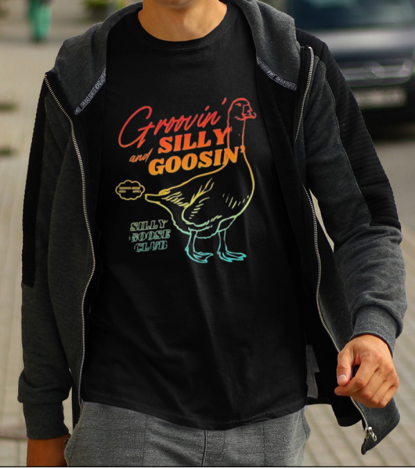 Groovin’ And Silly Goosin’ Silly Goose Club Retro Goose Outline T-Shirt