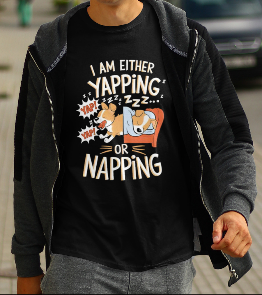 I Am Either Yapping Yap Yap Or Napping Dog Illustration Zzz T-Shirt