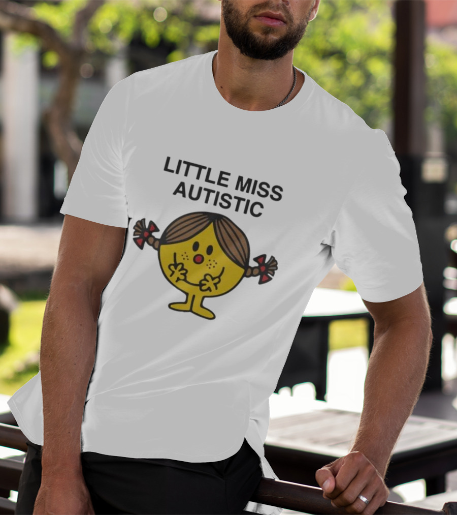 Little Miss Autistic Character With Pigtails And Yellow Face T-Shirt