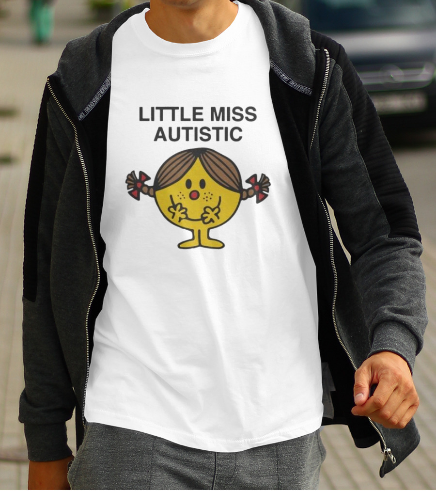 Little Miss Autistic Character With Pigtails And Yellow Face T-Shirt
