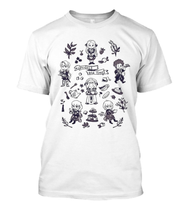 Perfect Tea Time Jess Rojo Characters Tea Set And Leaves T-Shirt