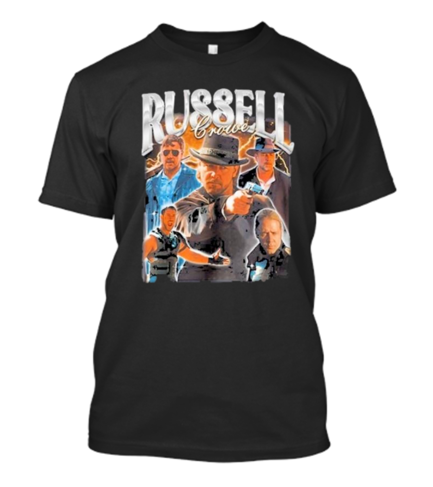 Russell Crowe Retro 90s Vintage Movie Collage T-Shirt