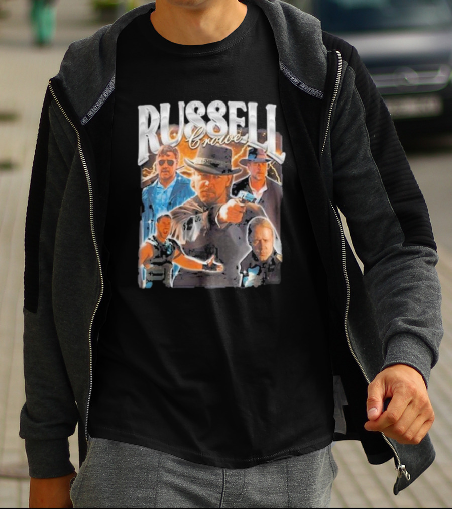 Russell Crowe Retro 90s Vintage Movie Collage T-Shirt
