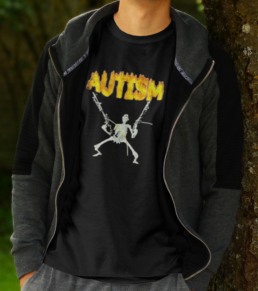 Skeleton Squad Humor And Bones Unite Autism Blaze T-Shirt