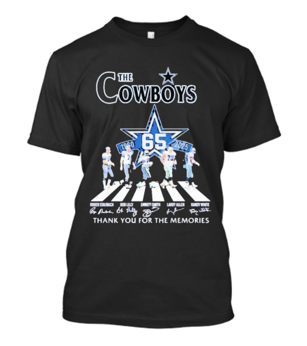 The Cowboys 65 Years 1960-2025 Thank You For The Memories Roger Staubach Emmitt Smith Bob Lilly Larry Allen Randy White T-Shirt