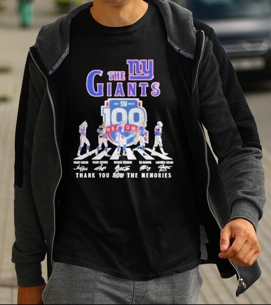 The New York Giants Celebrating 100 Seasons With Icons And Signatures Thank You For The Memories T-Shirt