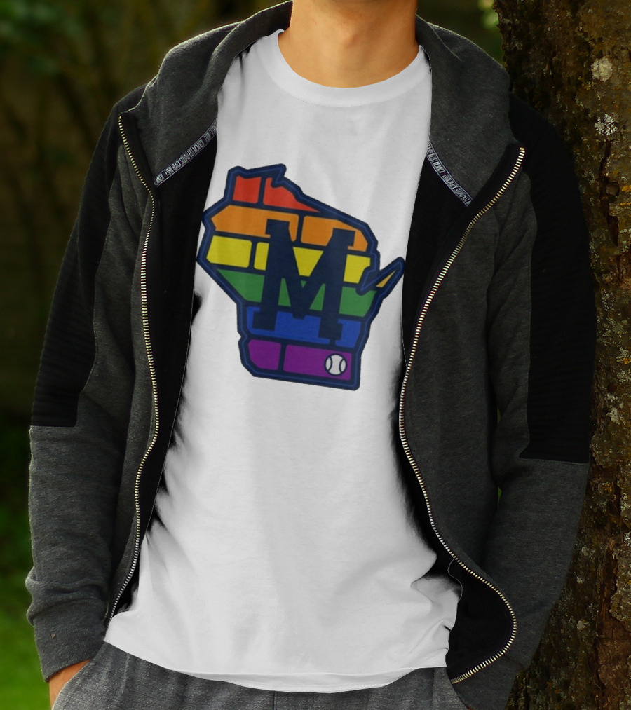 Aurora Health Care Brewers Pride Rainbow Wisconsin Baseball T-Shirt