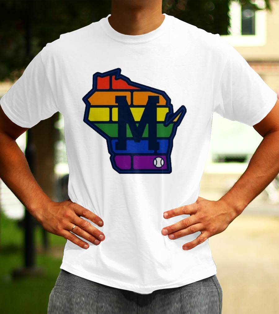 Aurora Health Care Brewers Pride Rainbow Wisconsin Baseball T-Shirt
