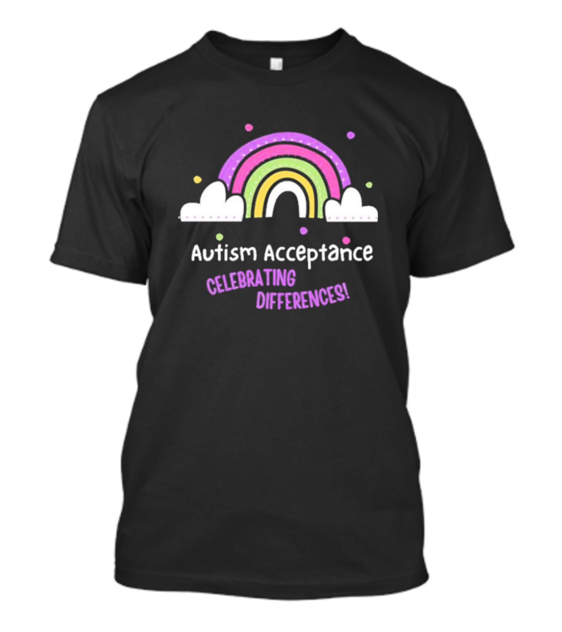 Rainbow Autism Acceptance Celebrating Differences T-Shirt