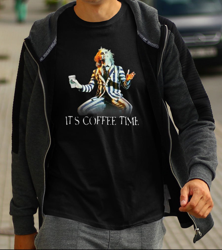 Beetlejuice Holding Coffee It’s Coffee Time T-Shirt