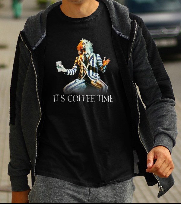 Beetlejuice Holding Coffee It’s Coffee Time T-Shirt