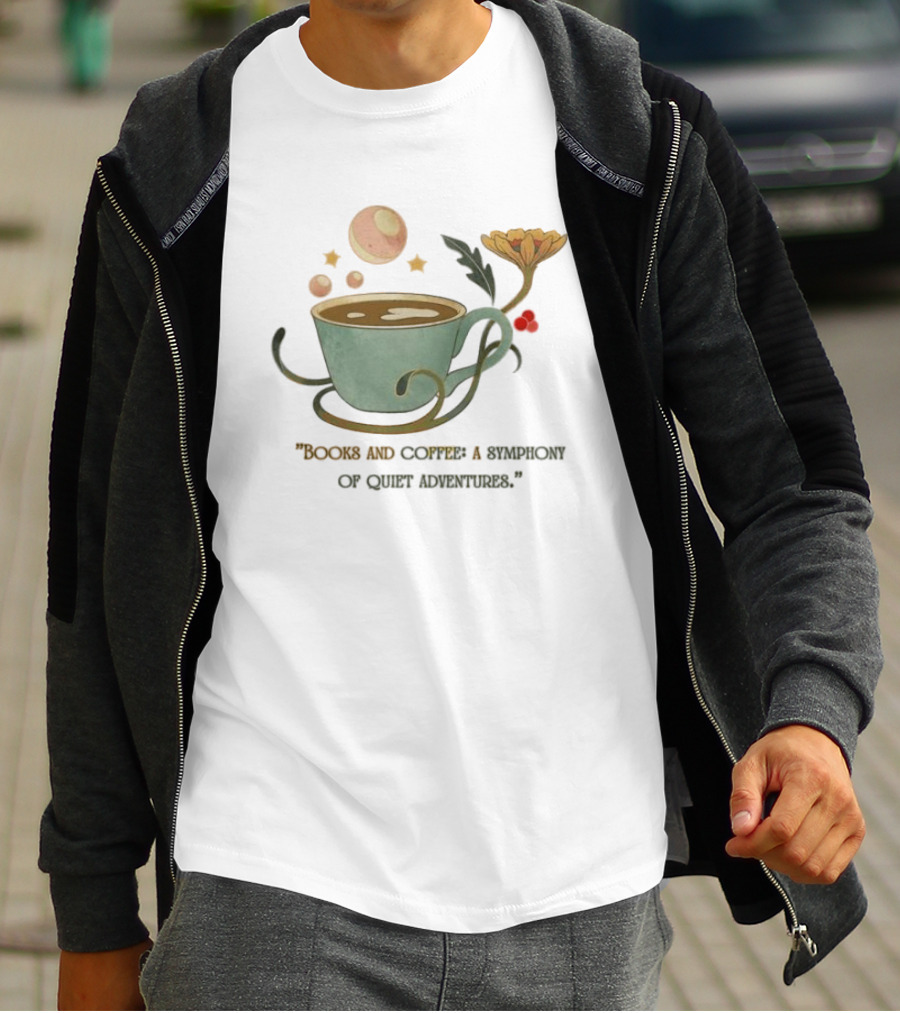 Books And Coffee A Symphony Of Quiet Adventures With Stars And Cup T-Shirt