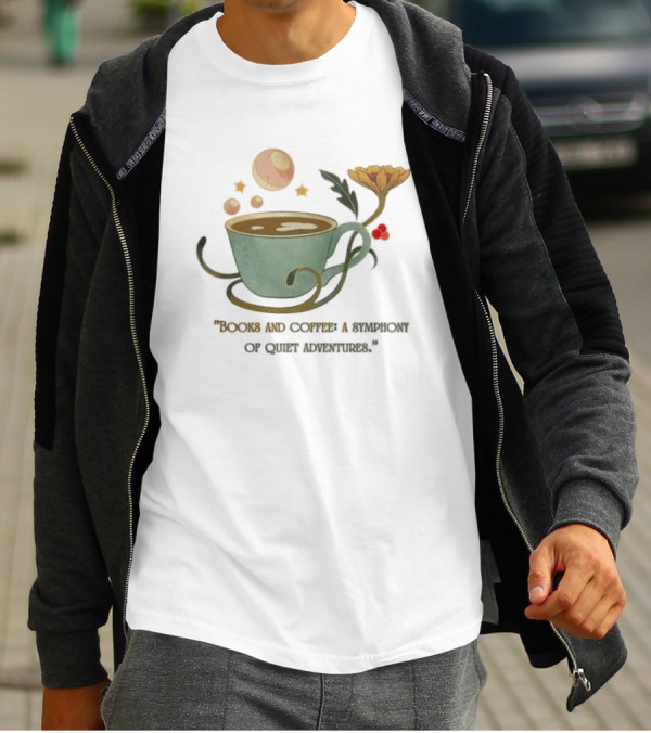 Books And Coffee A Symphony Of Quiet Adventures With Stars And Cup T-Shirt