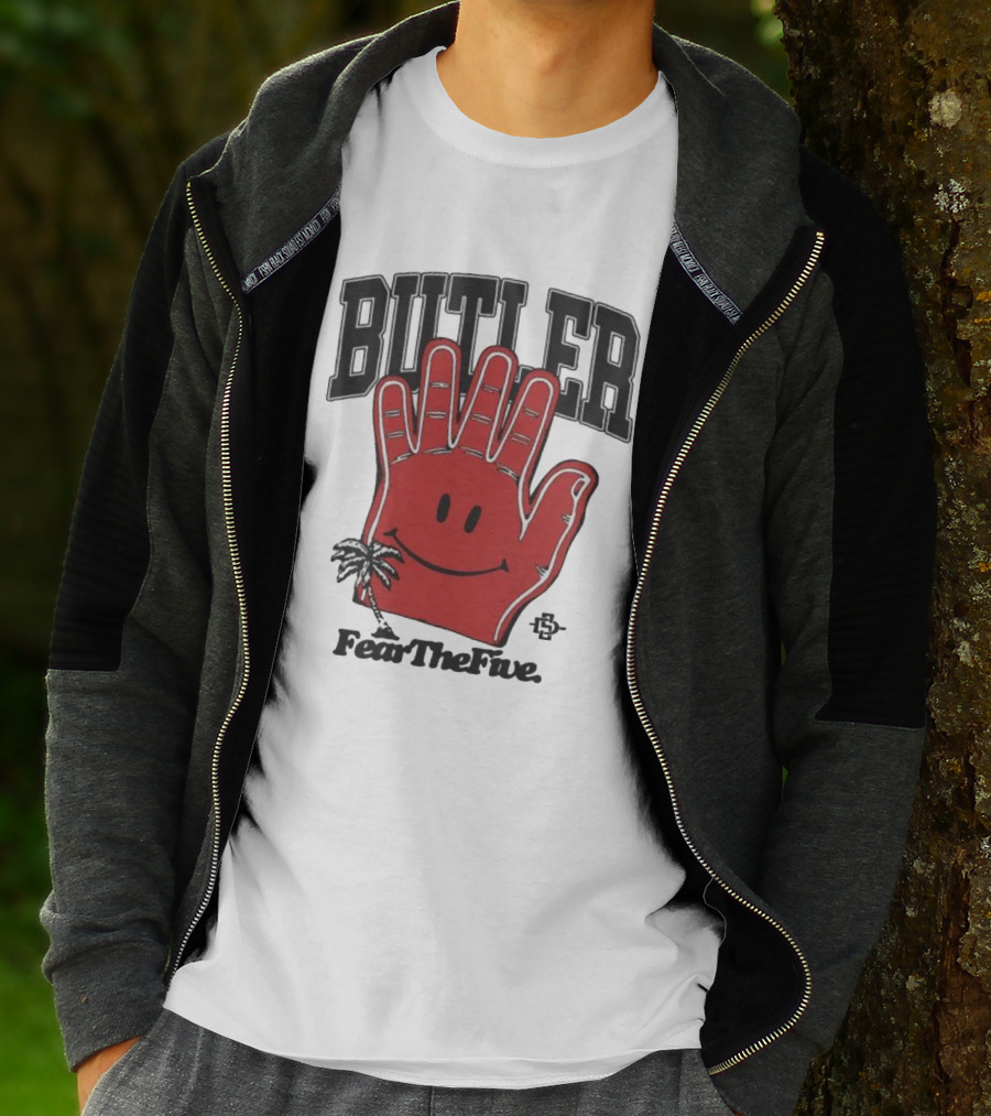 Butler Fear The Five SDSU Smiley Hand Palm Tree T-Shirt