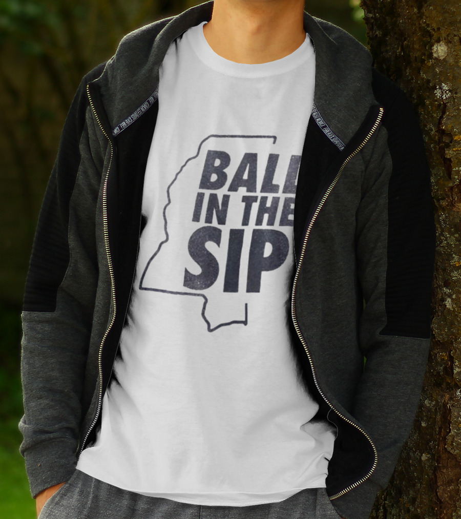 Ball In The Sip Mississippi Outline Lane Kiffin T-Shirt