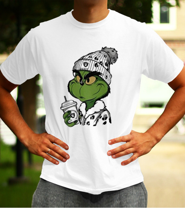 Las Vegas Raiders Grinch Drinking Coffee T-Shirt