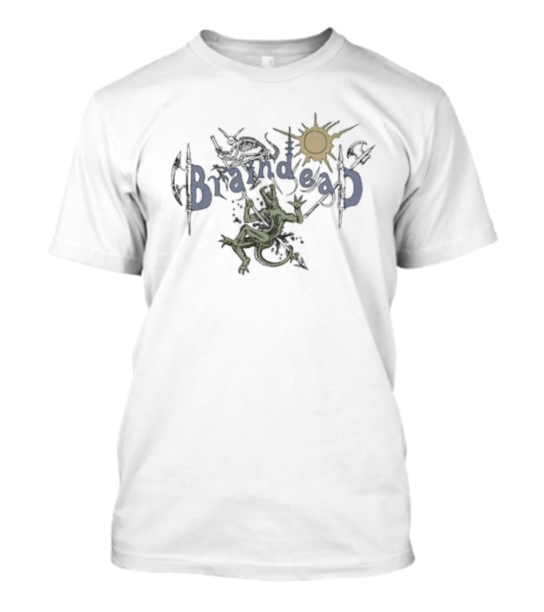 Braindead Lizard Man With Axes And Sun T-Shirt