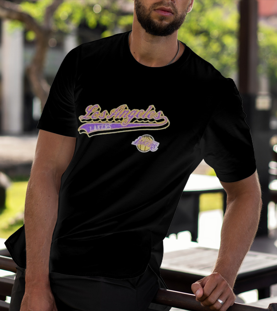 Los Angeles Lakers Script Logo Basketball T-Shirt