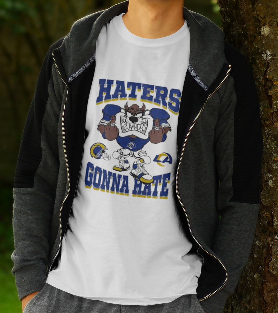 Haters Gonna Hate Los Angeles Rams Mascot Blue And Yellow Football Fan Attitude T-Shirt
