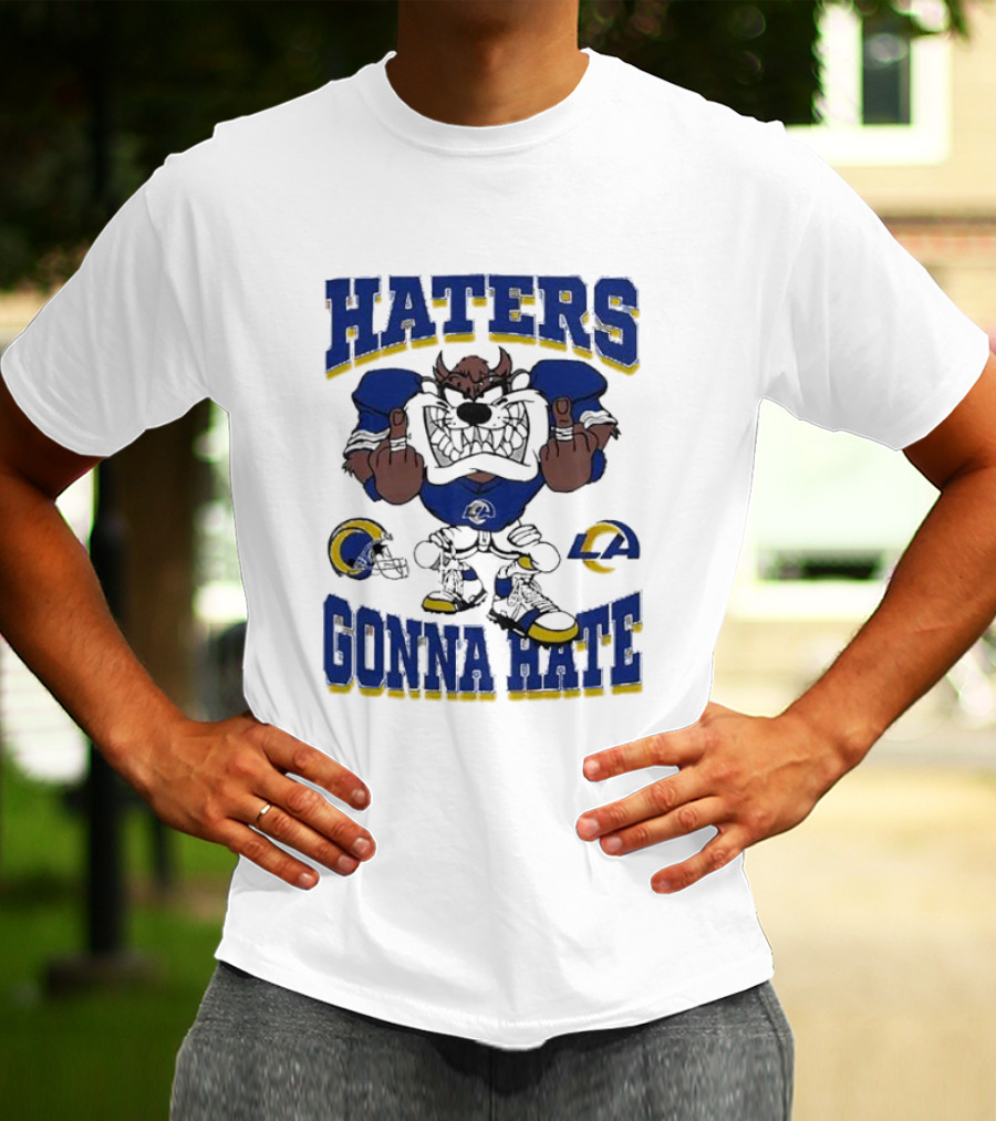 Haters Gonna Hate Los Angeles Rams Mascot Blue And Yellow Football Fan Attitude T-Shirt