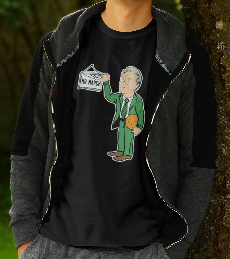 Mr. March Basketball Coach With Calendar In Green Suit Holding Basketball T-Shirt