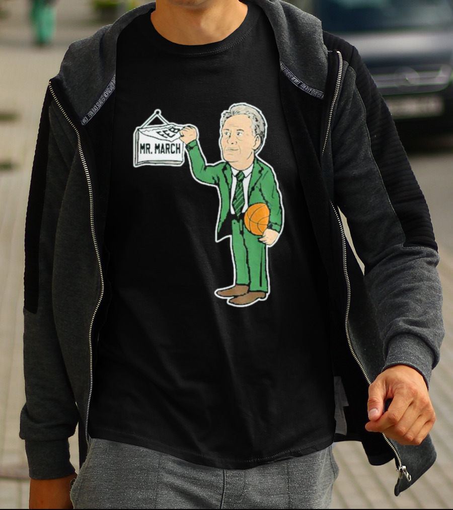 Mr. March Basketball Coach With Calendar In Green Suit Holding Basketball T-Shirt