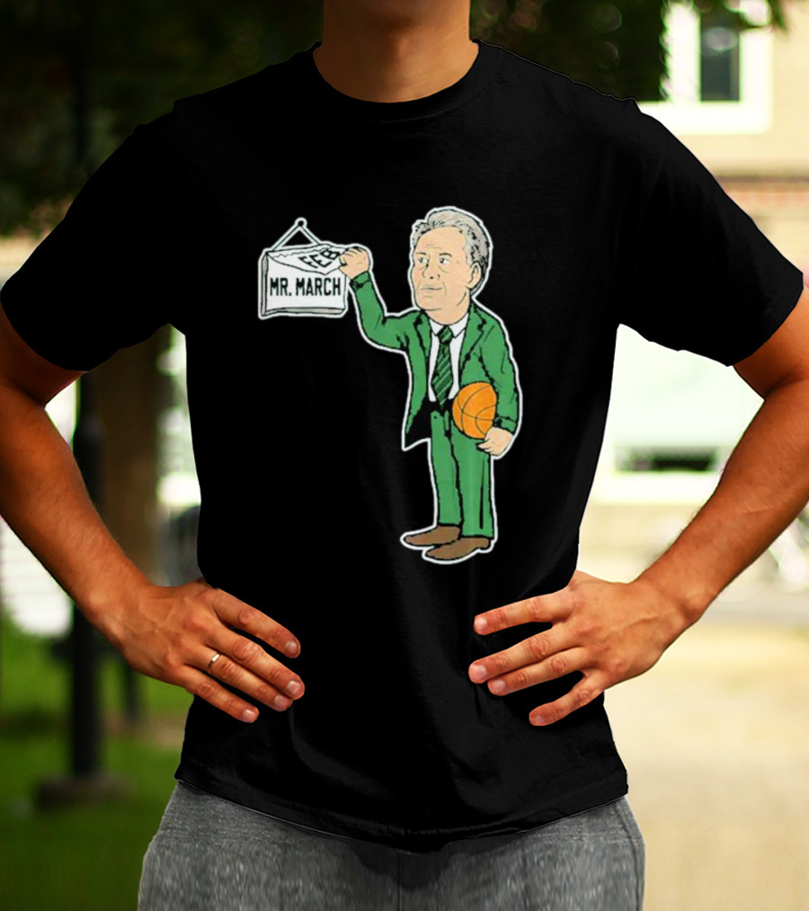 Mr. March Basketball Coach With Calendar In Green Suit Holding Basketball T-Shirt