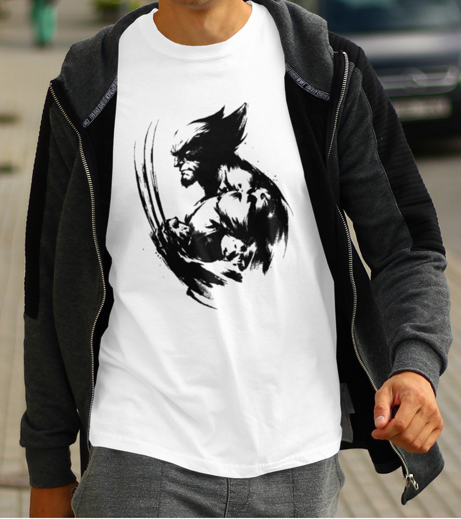 Mutant Inked Wolverine Claw Shadows Sketch T-Shirt