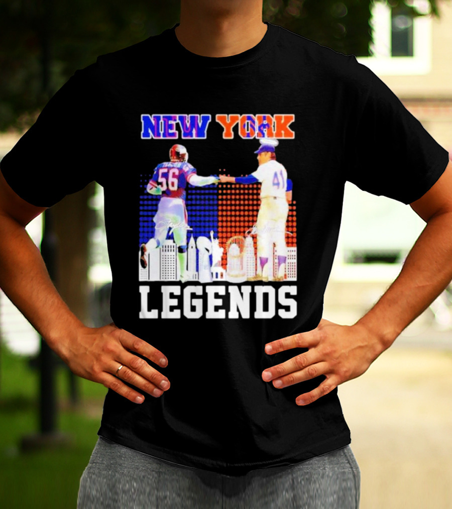 New York Lawrence Taylor Tom Seaver Legends Signatures T-Shirt
