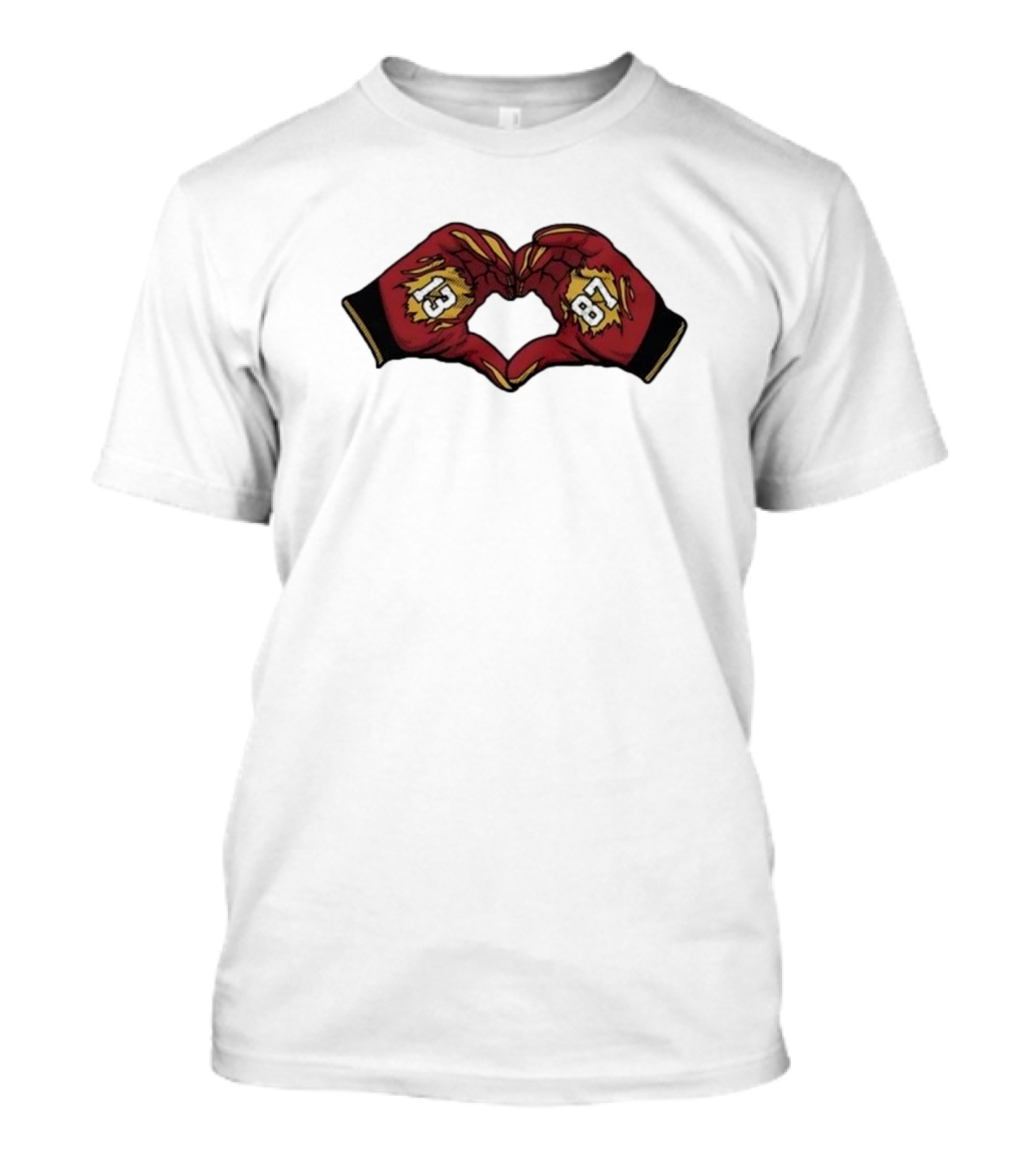 Nazeeh Johnson And Travis Kelce Kansas City Chiefs Heart Hands 13 87 T-Shirt