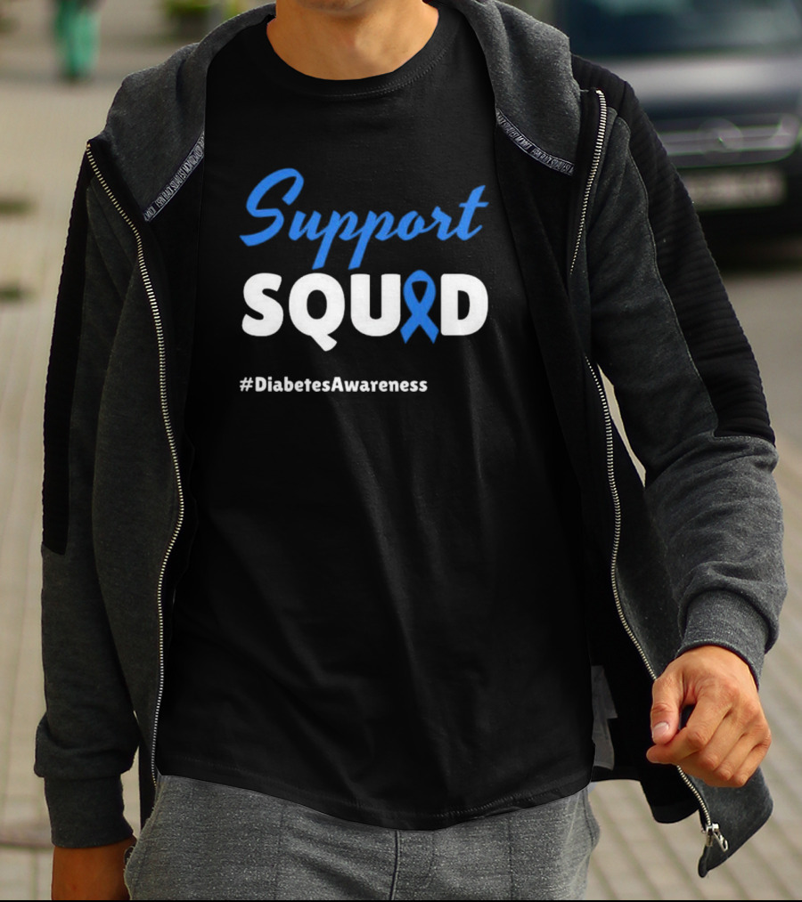Support Squad Blue Ribbon #DiabetesAwareness T-Shirt