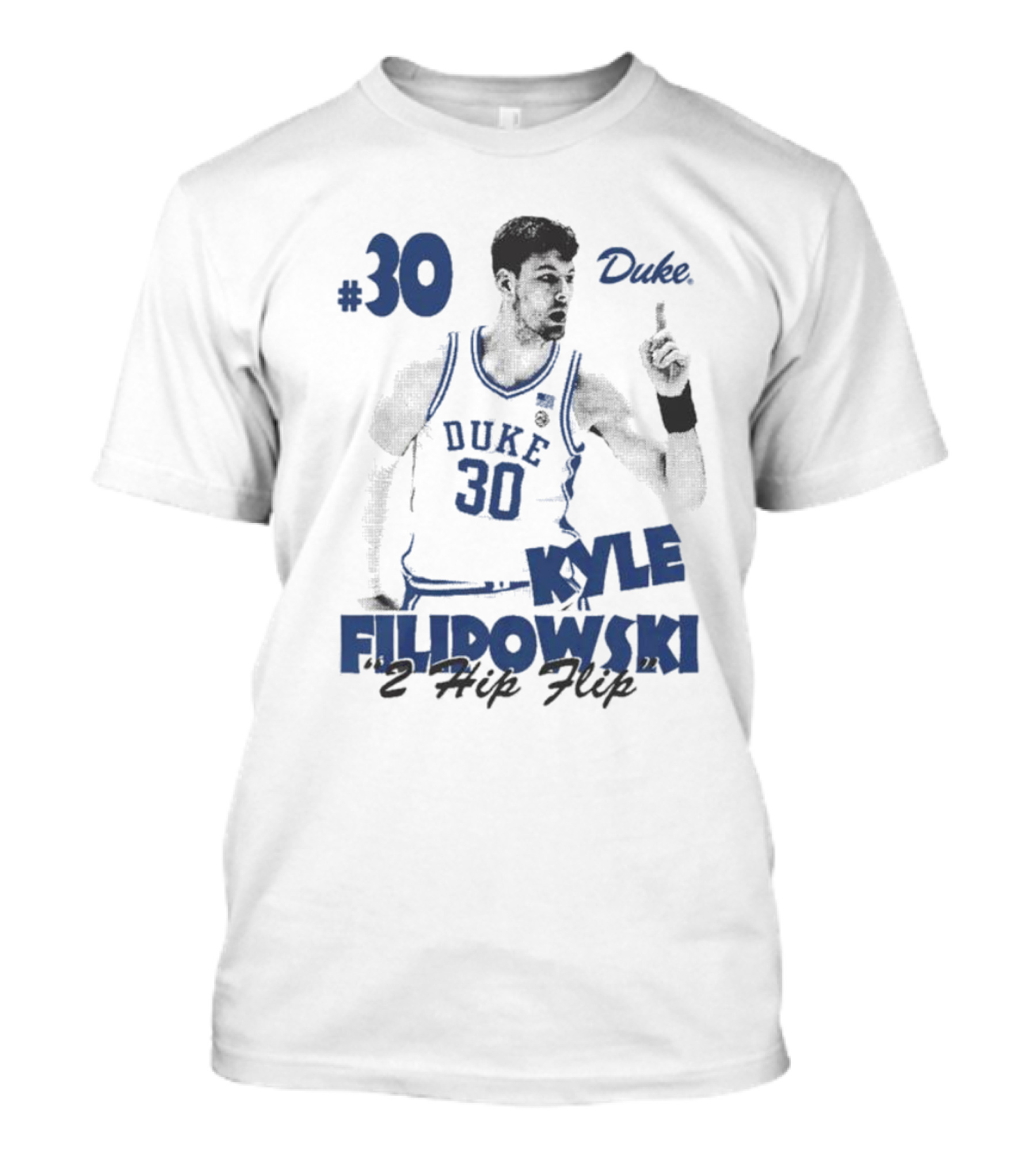 Kyle Filipowski Duke #30 2 Hip Flip T-Shirt