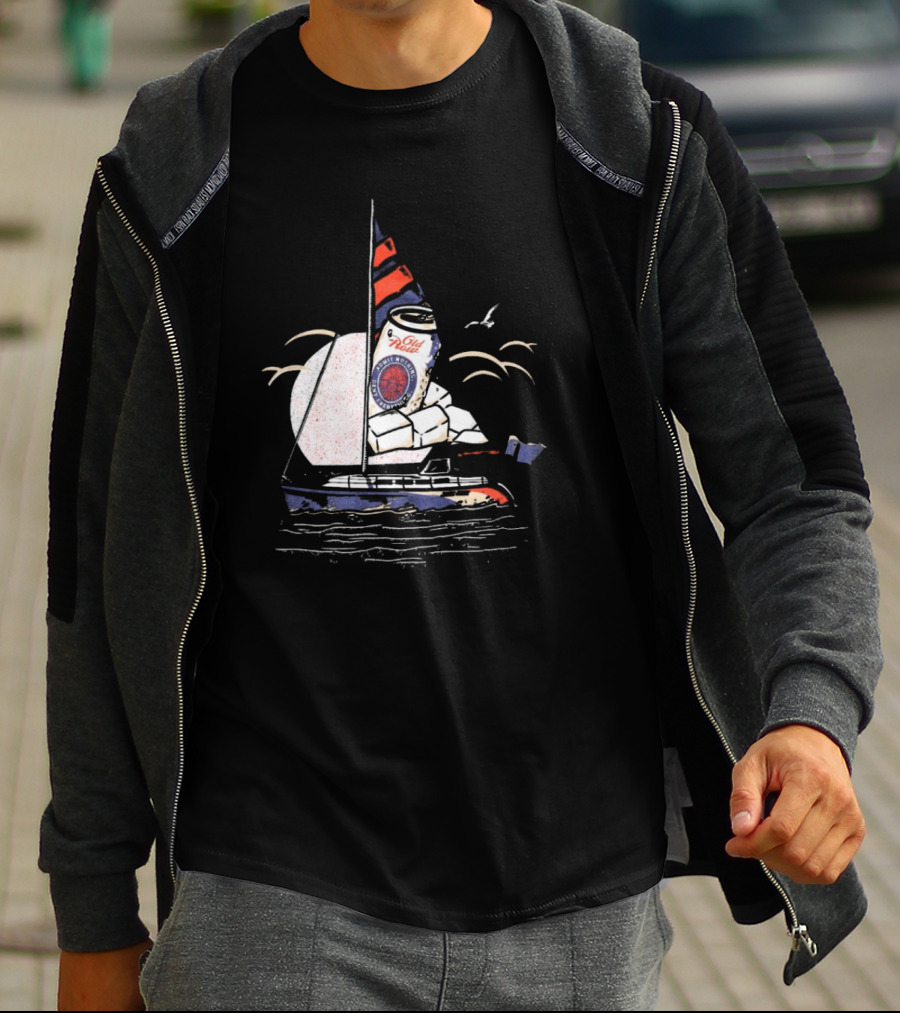Old Milwaukee Can Sailboat Retro T-Shirt