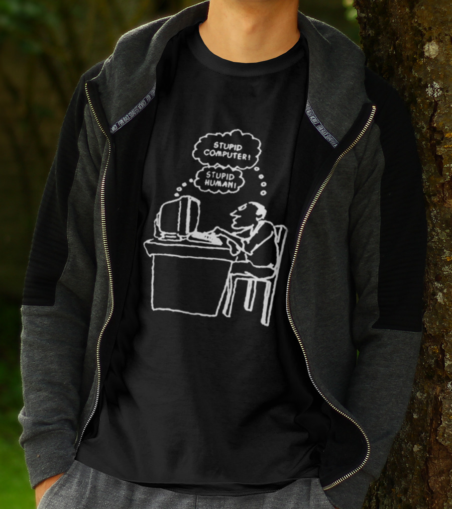 Stupid Computer Stupid Human Comic Interaction T-Shirt